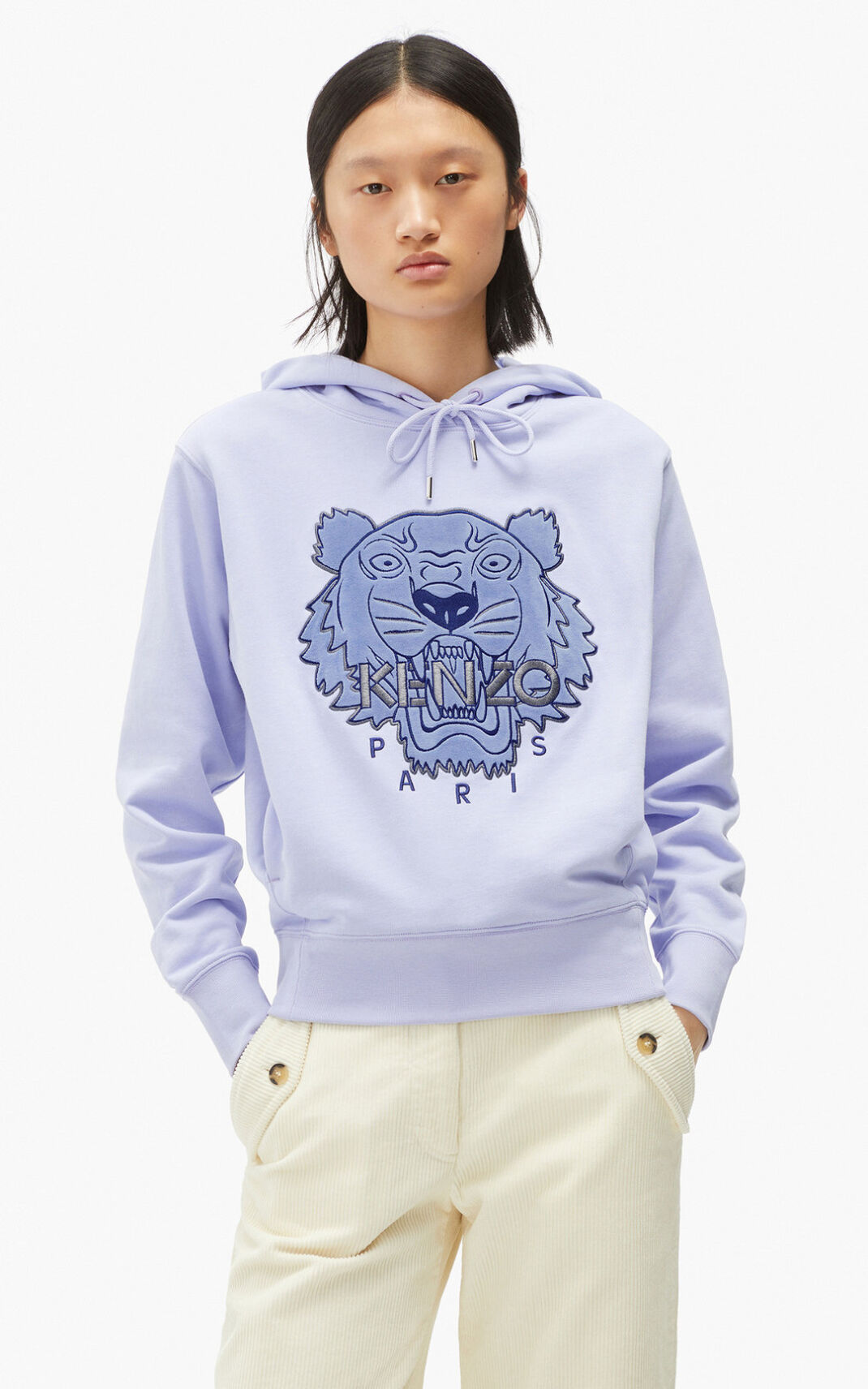 Kenzo The Winter Capsule Tiger Ženska Puloverji S Kapuco Svetlo Modra SI-1743853